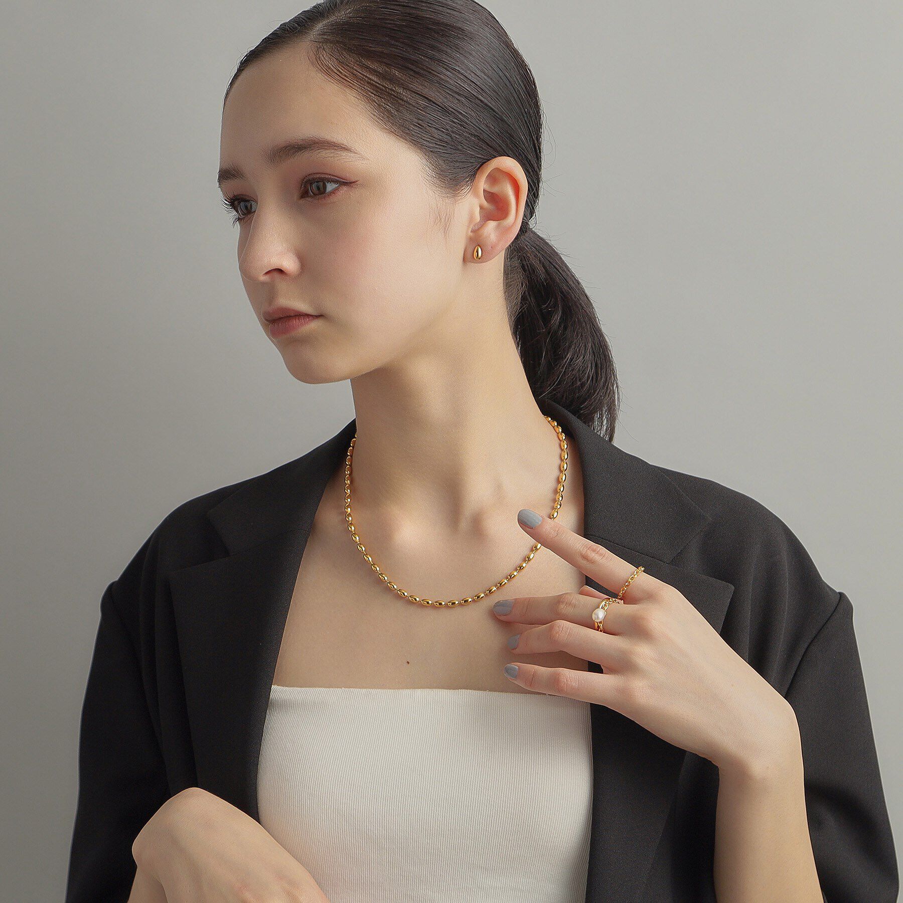 COCOSHNIK ONKITSCH「シルバー ペアシェイプ スタッドピアス GP」|ピアス|