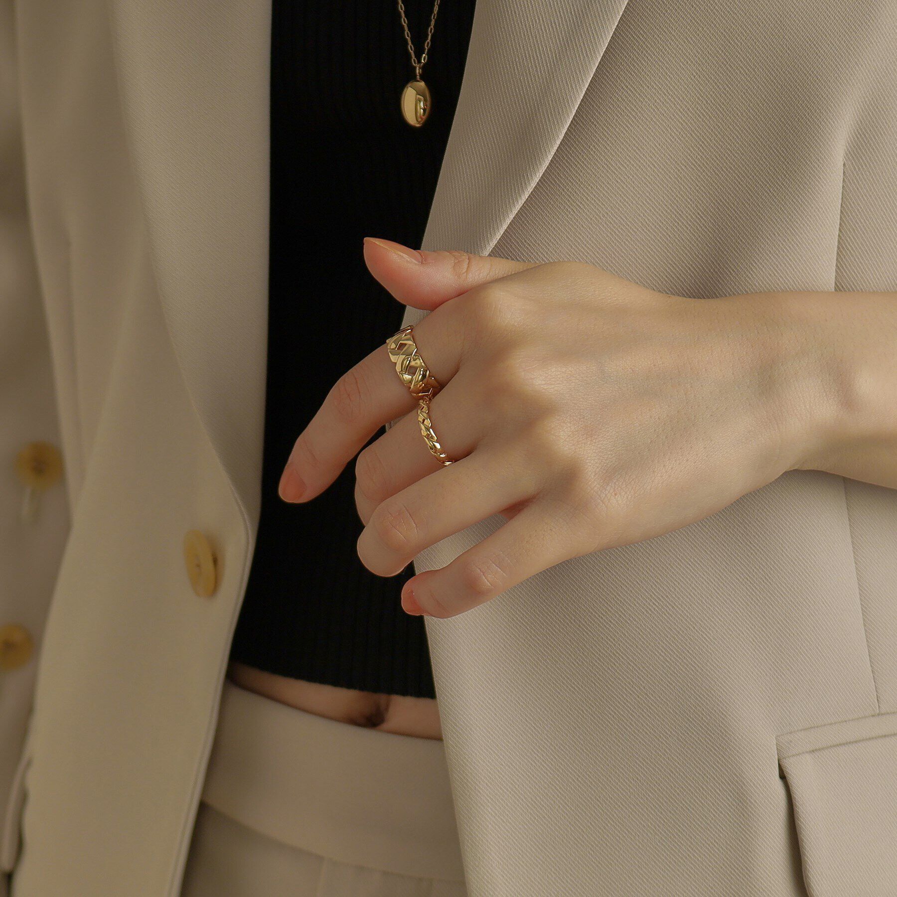 COCOSHNIK「K10メッシュパターン リング小」|リング|