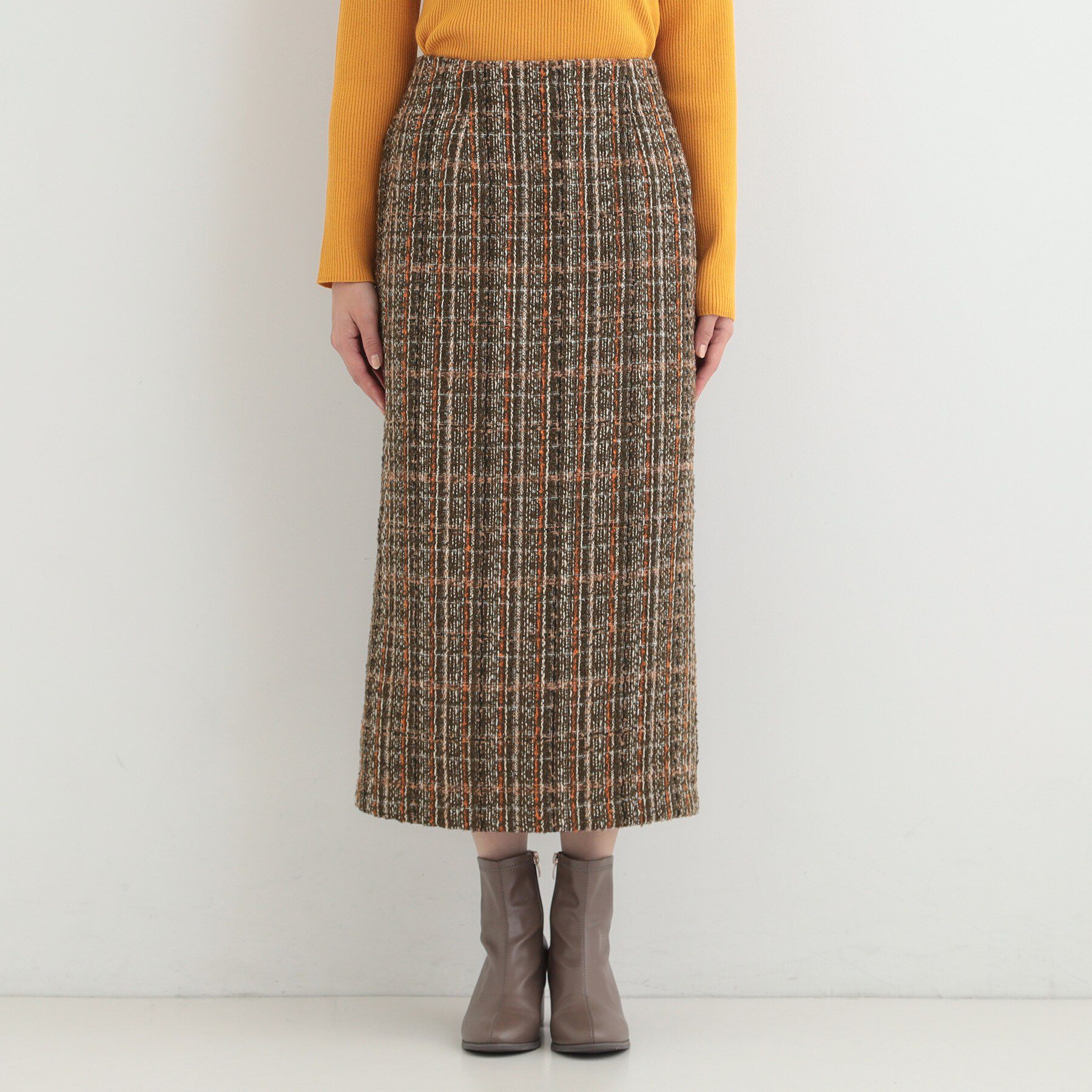 SHOO･LA･RUE「【S-LL】きれいめにもカジュアルにも ラメツイード ナロースカート」|スカート|