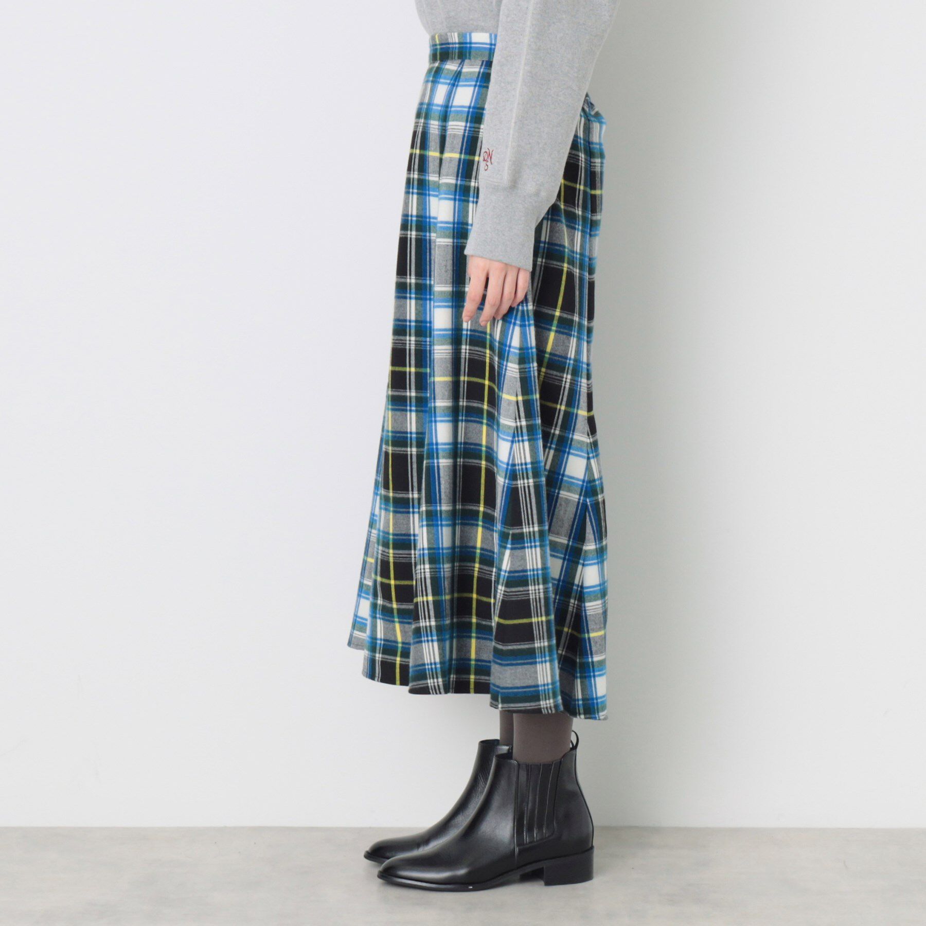 Dessin「【洗える】起毛チェック柄切替フレアースカート（XS～L）」|スカート|