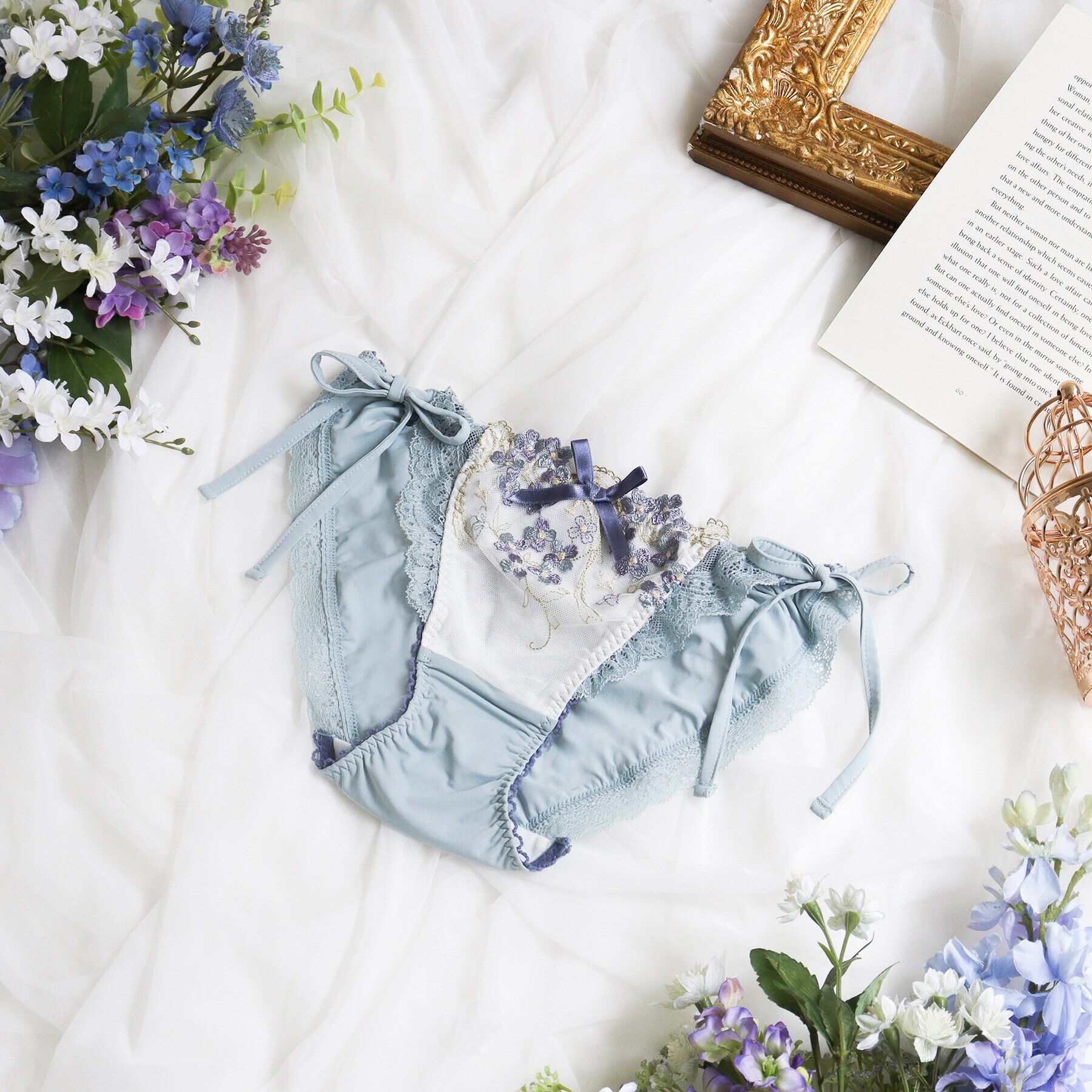 Risa Magli「クラーラ リボンショーツ」|インナー|ブルー(092)