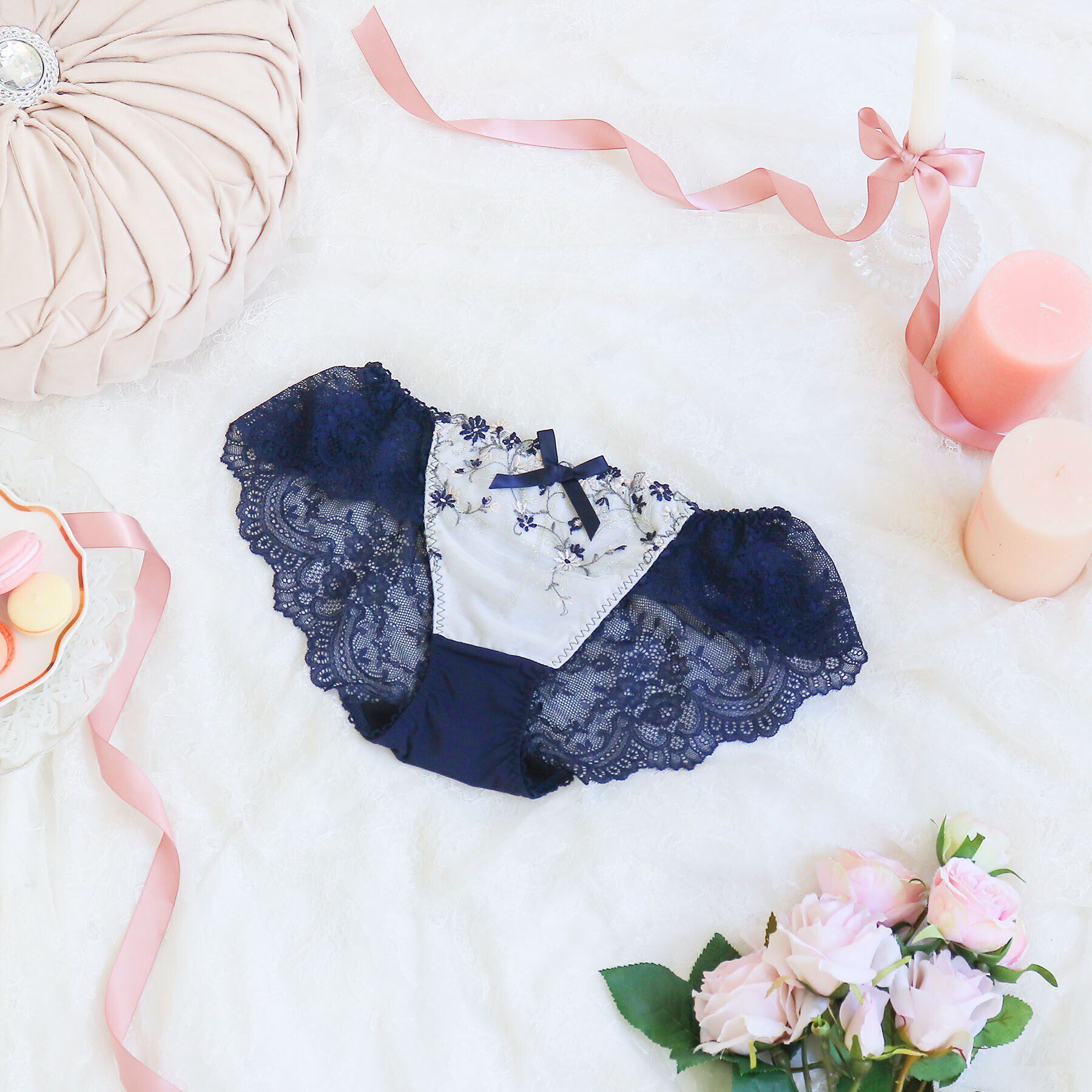 Risa Magli「ティナ レースショーツ」|インナー|ネイビー(094)