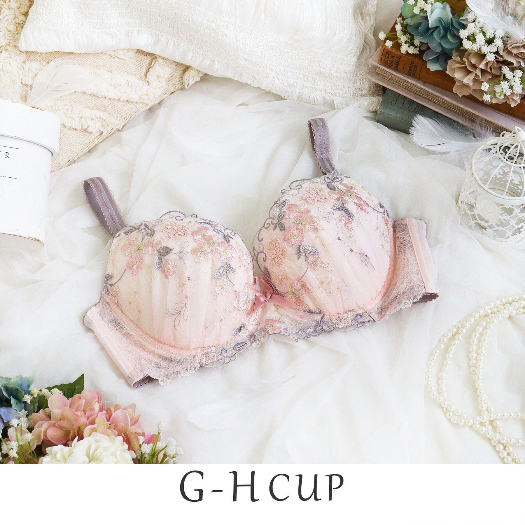 Risa Magli「エリアン ブラジャー (G-H) ＜Glamor Bra／バストアップタイプ＞」|インナー|ピンク(071)