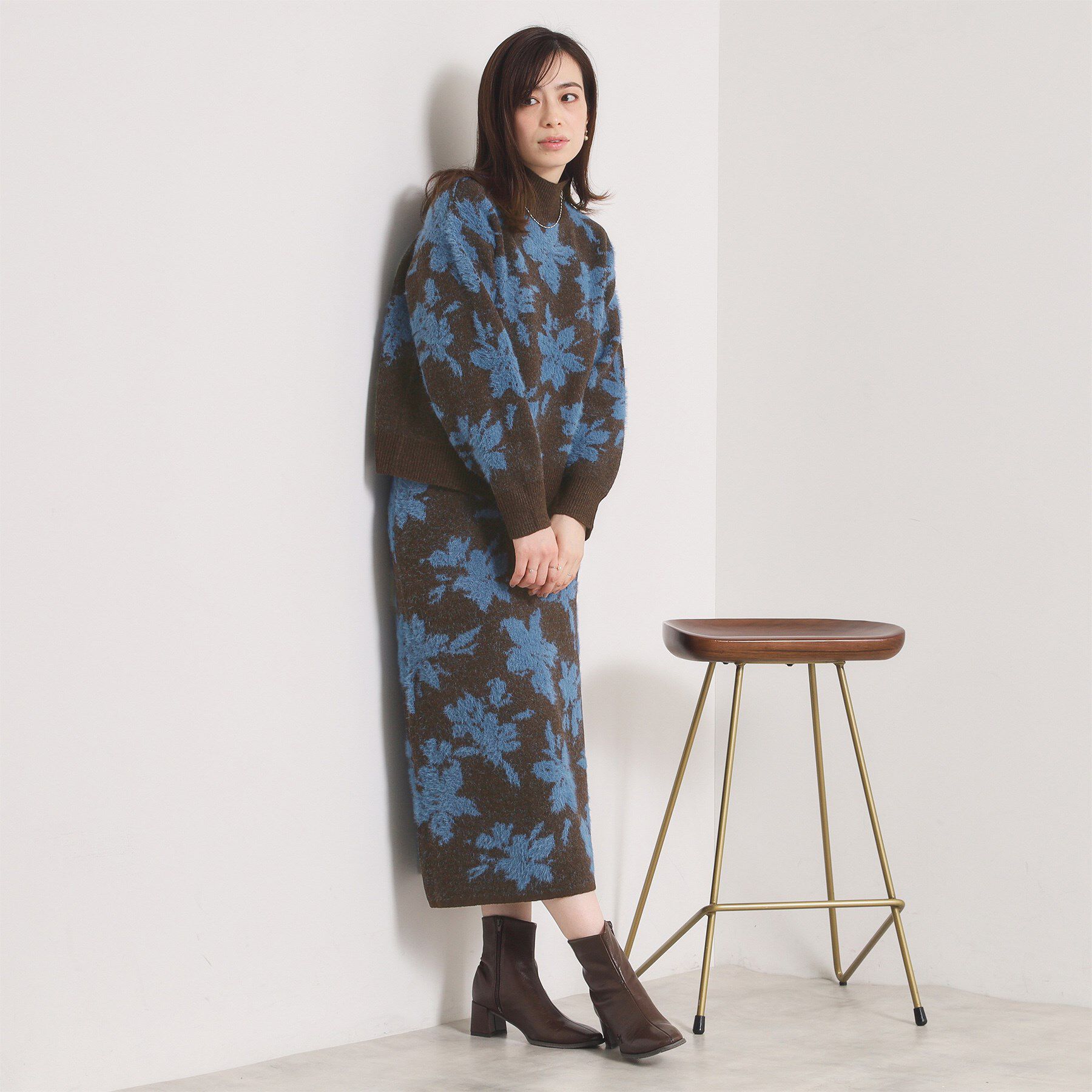 ITS&rsquo;DEMO「【手洗い可／セットアップ可】花柄フェザージャカードニットスカート」|スカート|