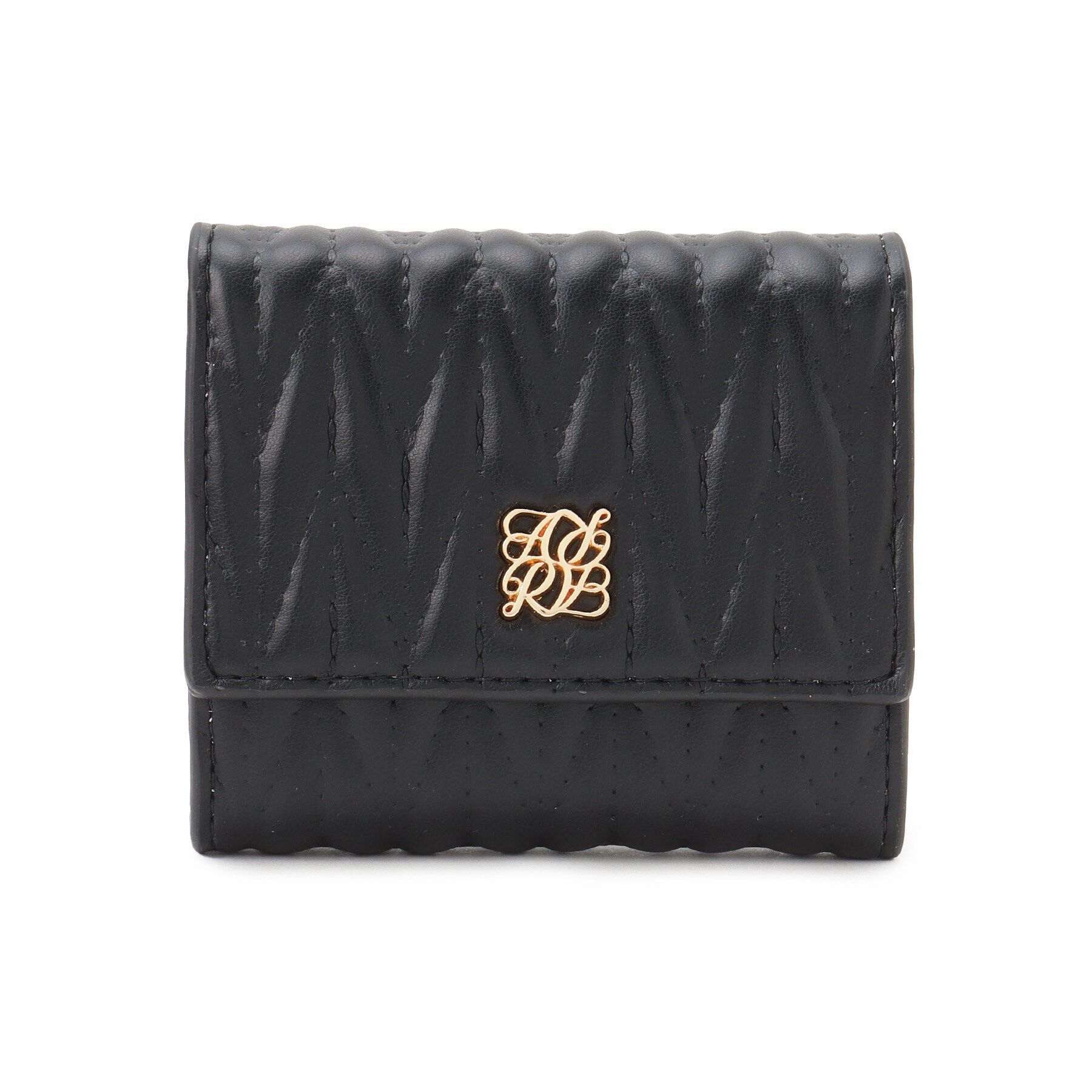 Ober Tashe「キルティング ボックスコイン三つ折り財布 ミニ財布 ミニウォレット」|財布|ブラック(019)