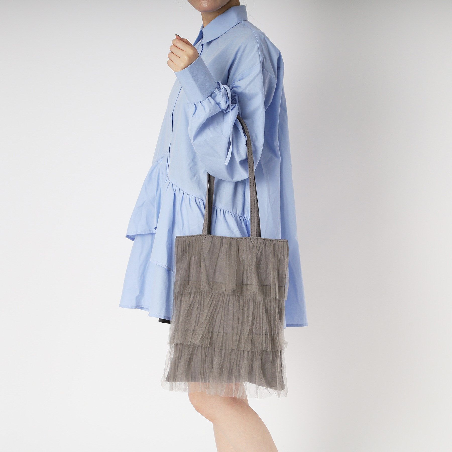 Ober Tashe「軽量 チュールティアードフリルトート」|トートバッグ|