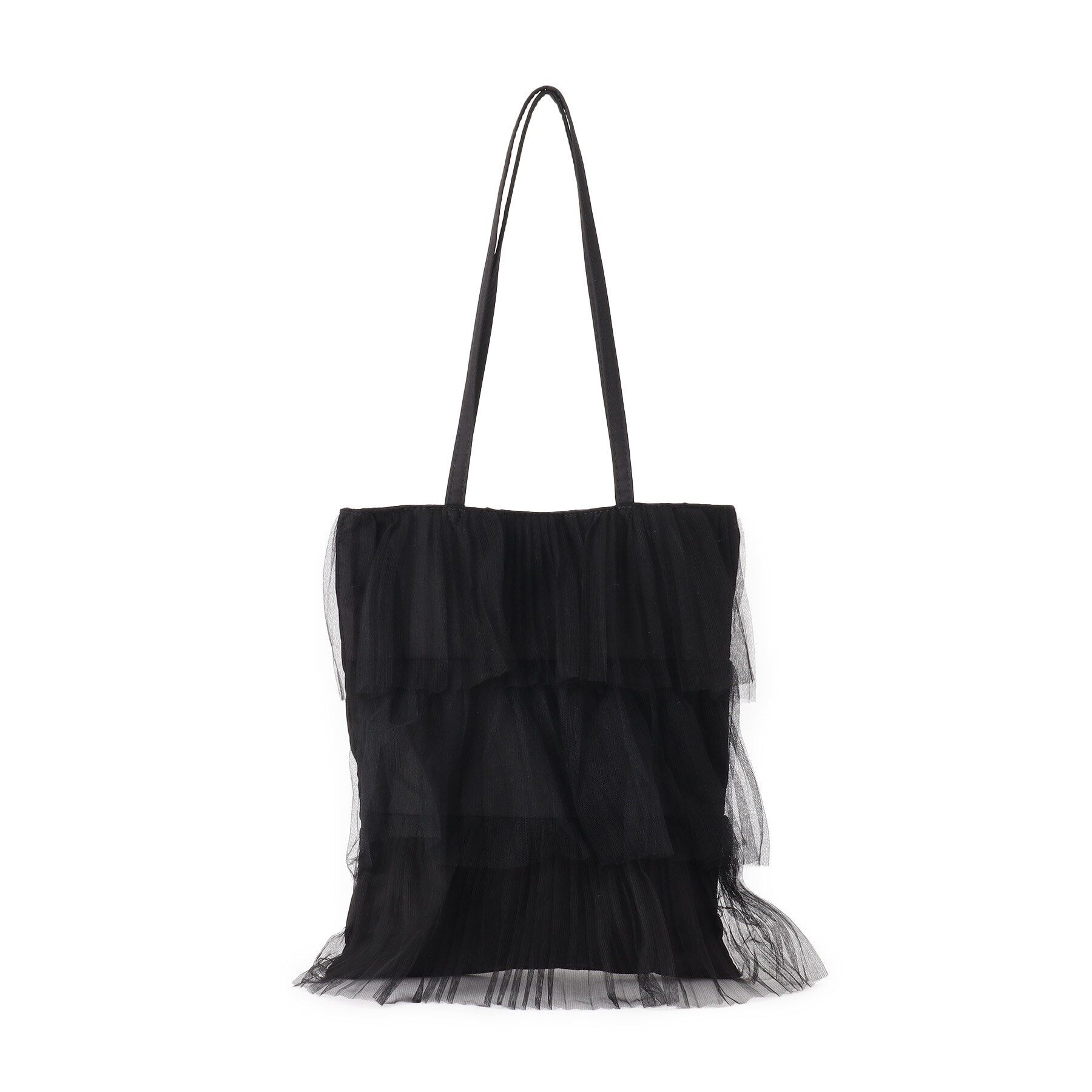 Ober Tashe「軽量 チュールティアードフリルトート」|トートバッグ|ブラック(019)