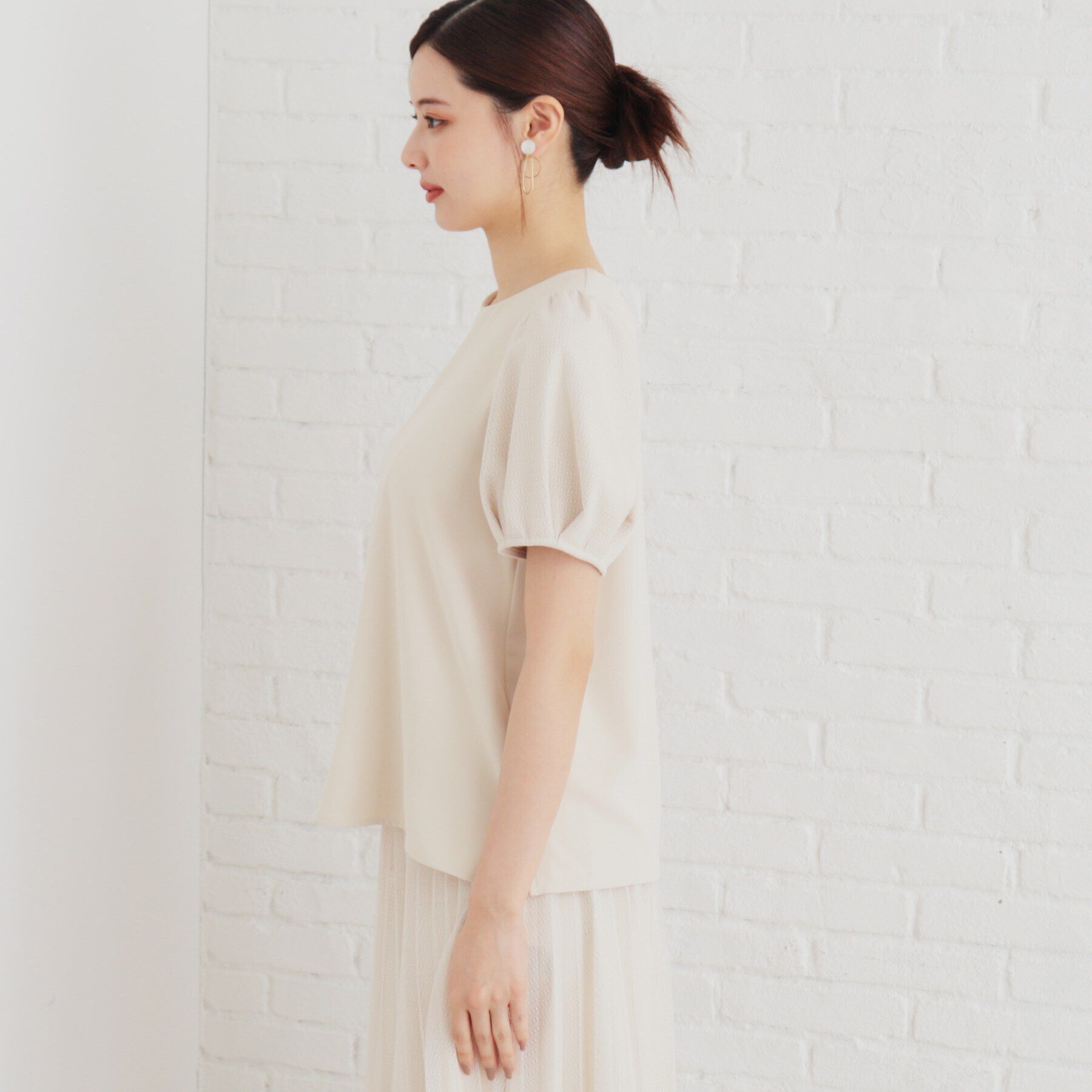 SunaUna「【袖チュール／セットアップ可】5分袖カットソー」|シャツ・ブラウス|