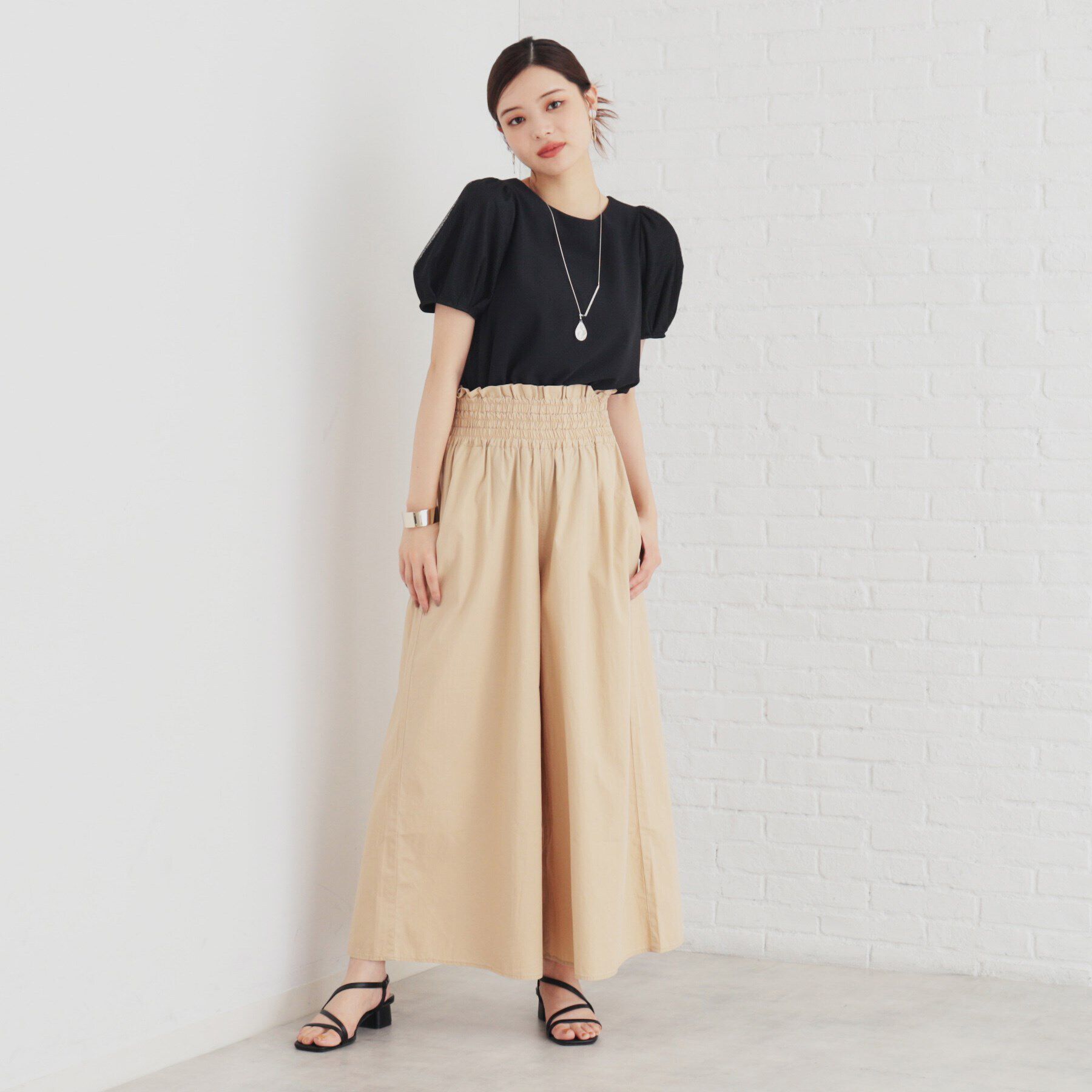 SunaUna「【袖チュール／セットアップ可】5分袖カットソー」|シャツ・ブラウス|