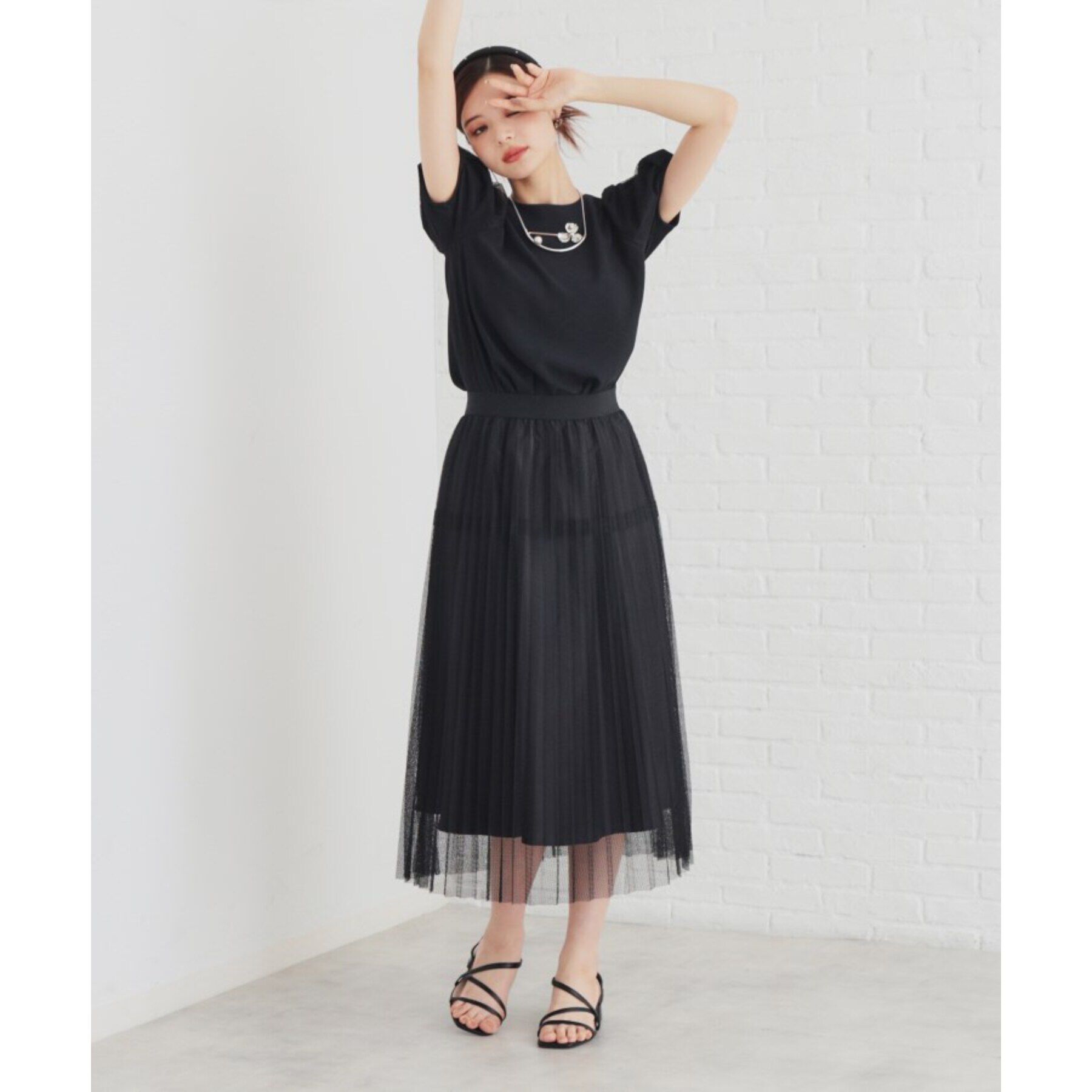 SunaUna「【袖チュール／セットアップ可】5分袖カットソー」|シャツ・ブラウス|