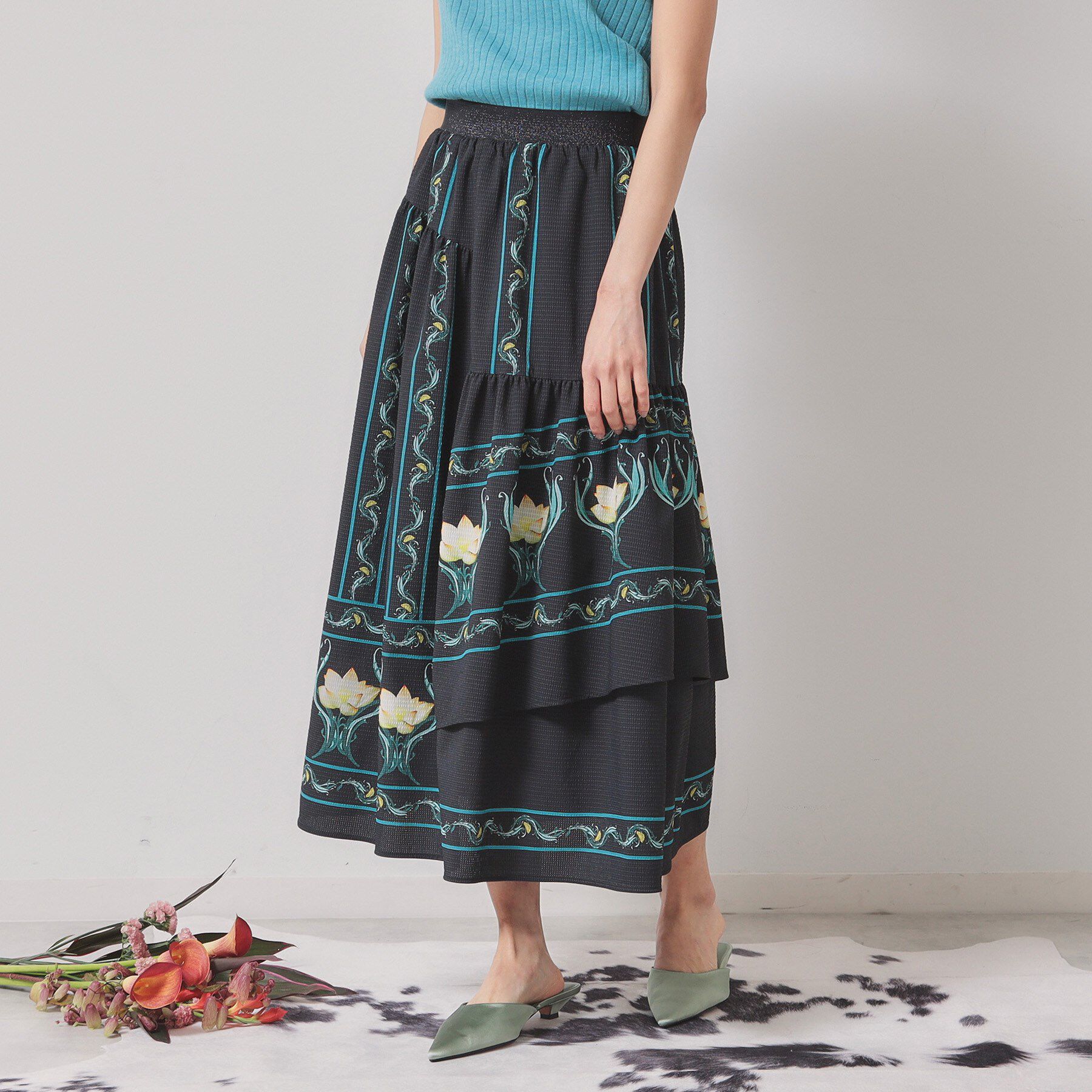 SunaUna「【ティアード／ウエストゴム】オリエンタルパネルスカート」|スカート|