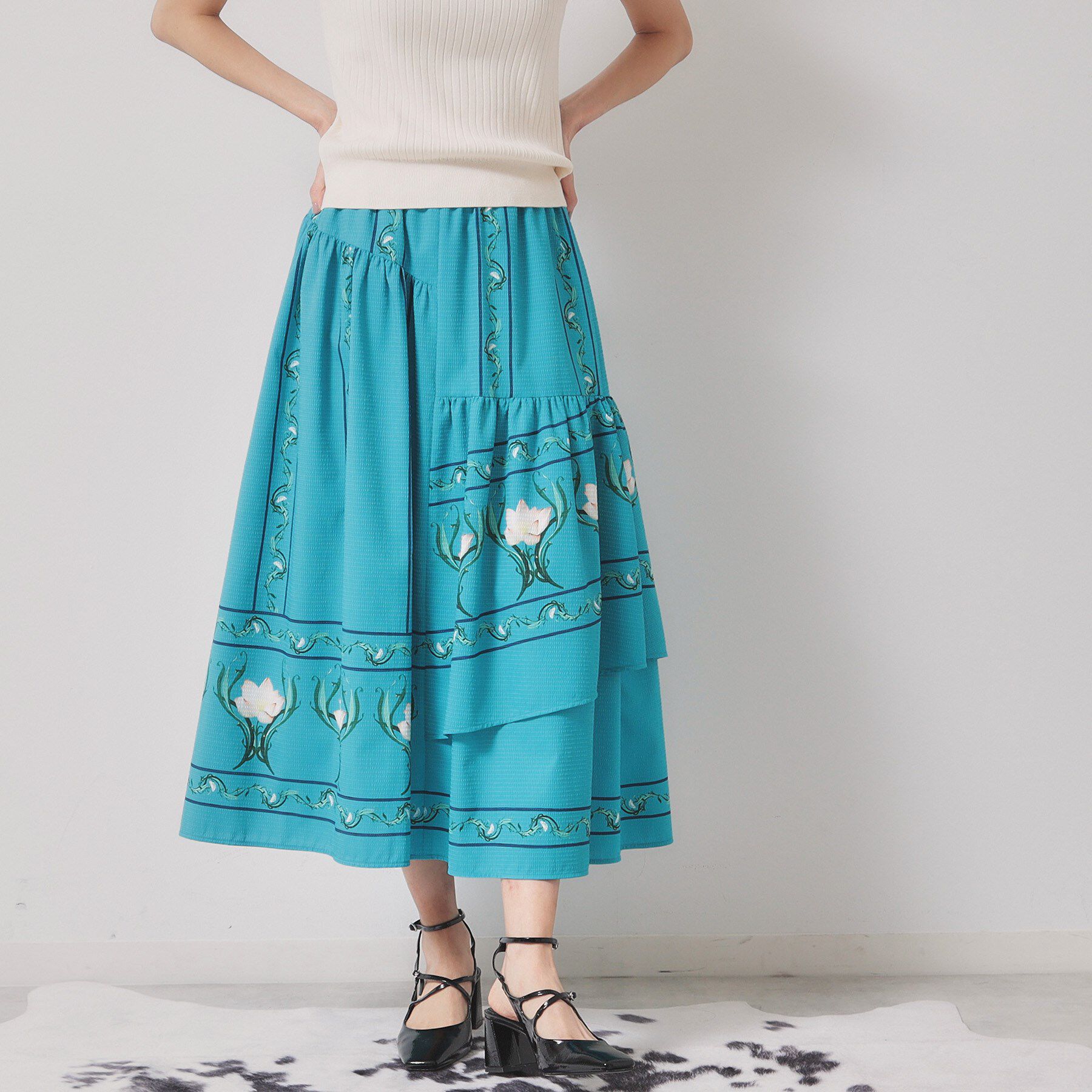 SunaUna「【ティアード／ウエストゴム】オリエンタルパネルスカート」|スカート|