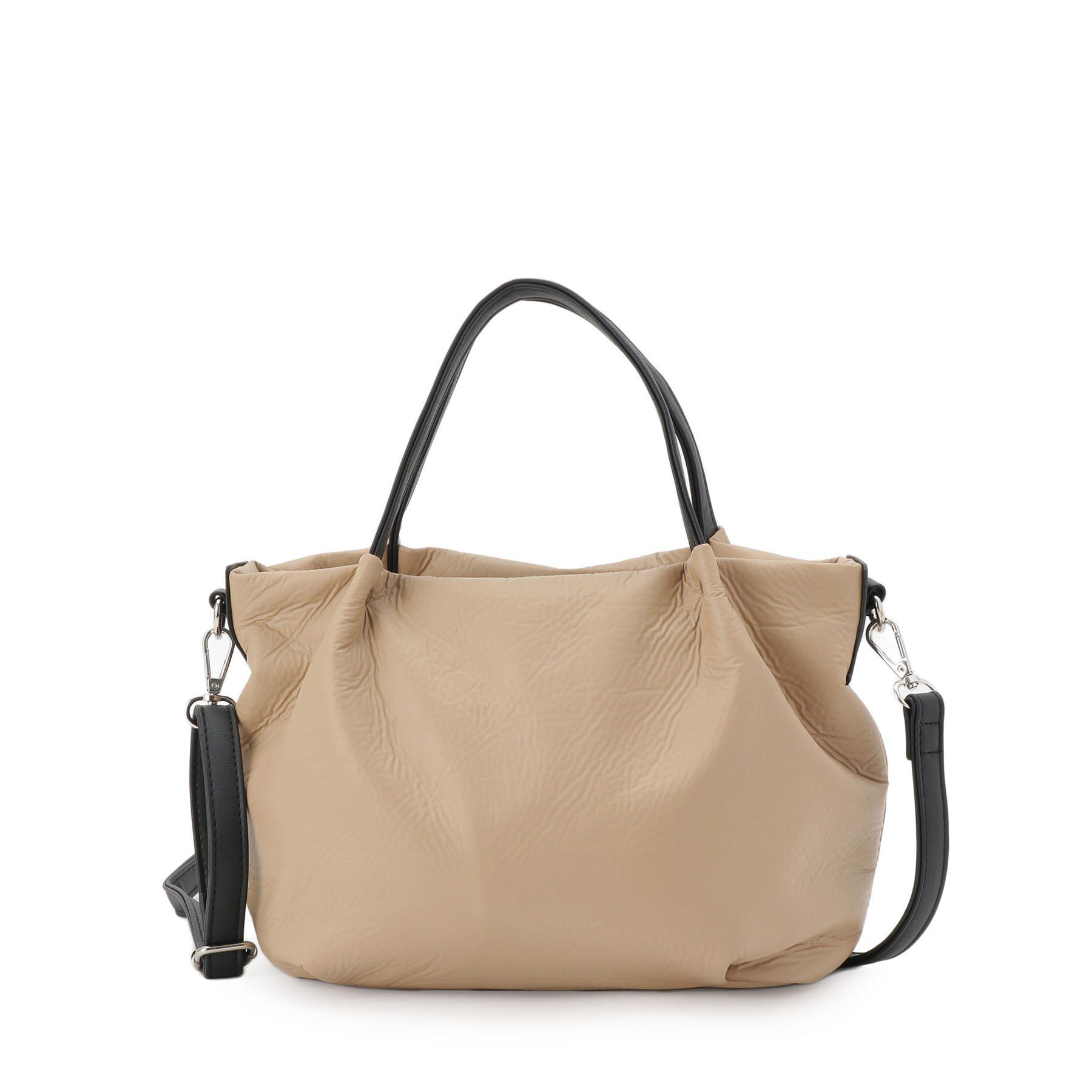 SunaUna「【2WAY／オリジナルプリント裏使用】タックトートバック」|トートバッグ|ベージュ(052)