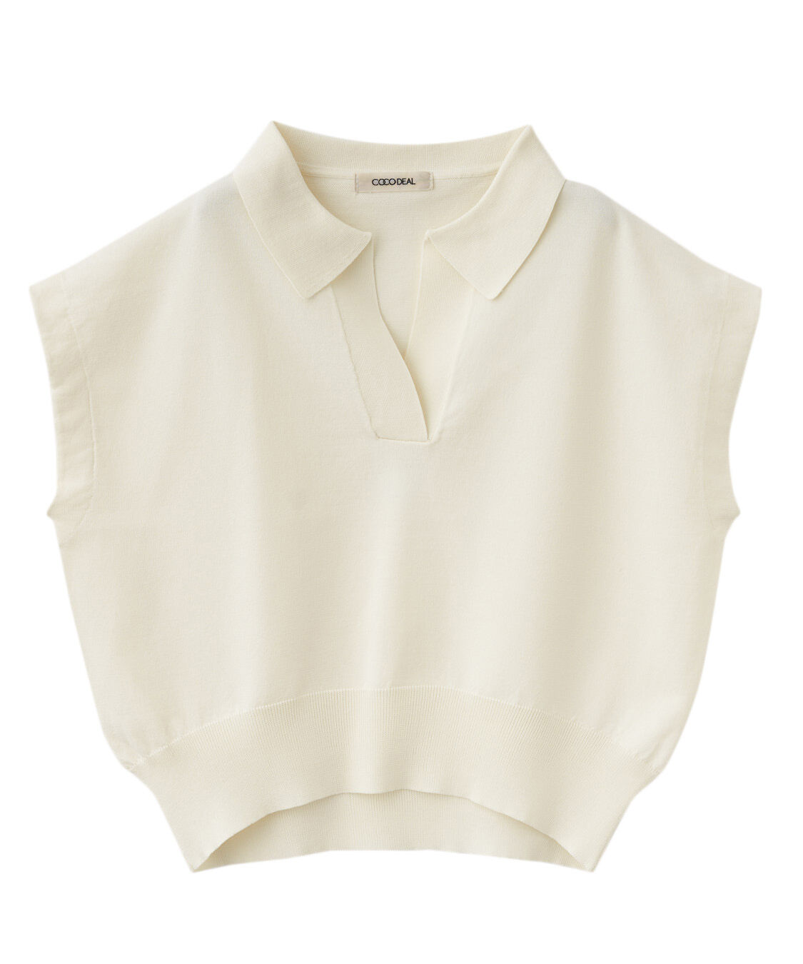COCO DEAL「スキッパーポロ衿フレンチスリーブニット」|ポロシャツ|