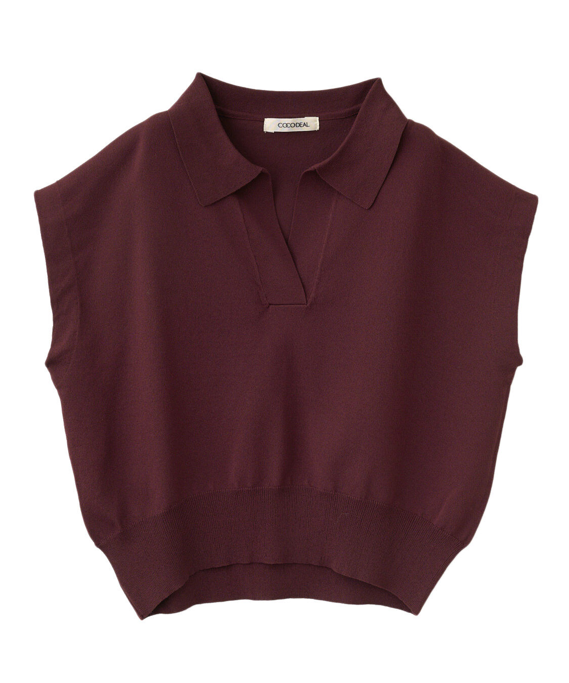 COCO DEAL「スキッパーポロ衿フレンチスリーブニット」|ポロシャツ|