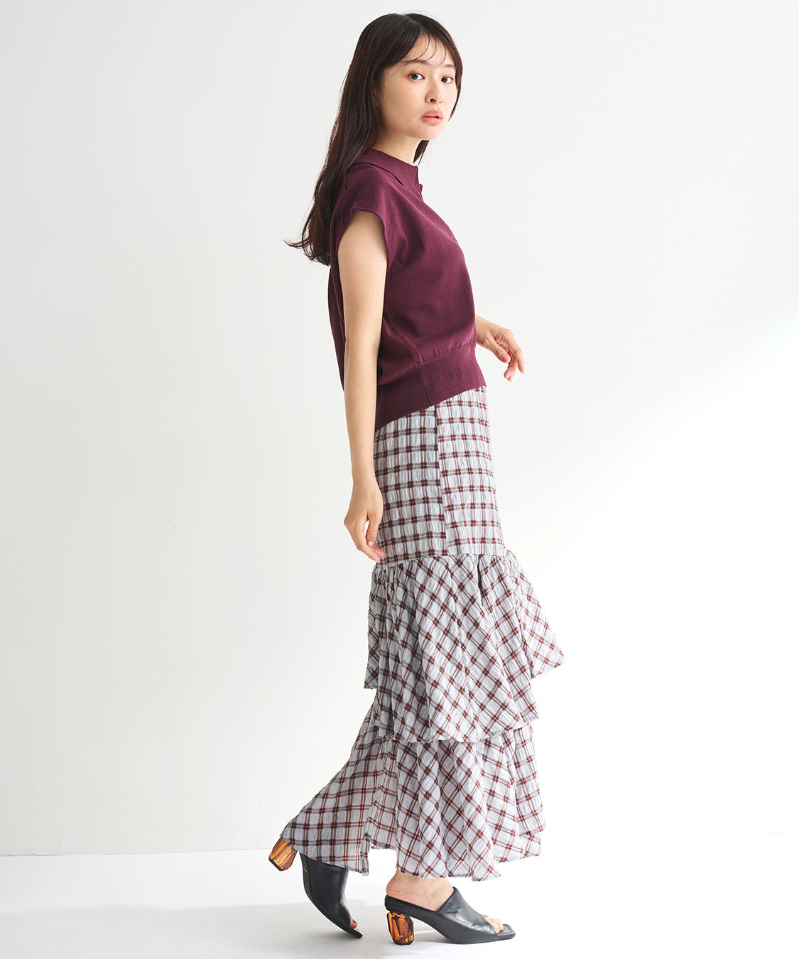 COCO DEAL「スキッパーポロ衿フレンチスリーブニット」|ポロシャツ|