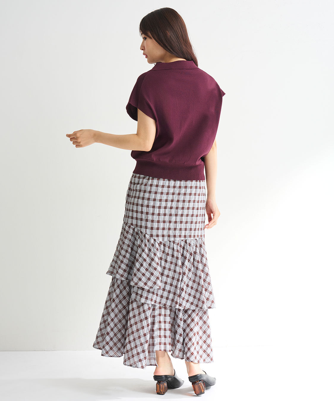 COCO DEAL「スキッパーポロ衿フレンチスリーブニット」|ポロシャツ|