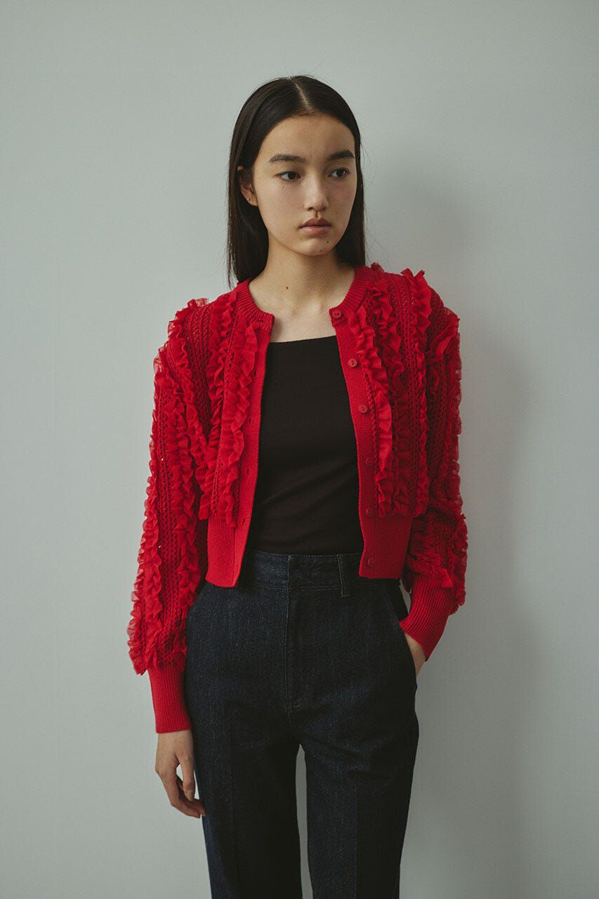 STYLEMIXER「チュールフリルニットカーデ」|カーディガン|