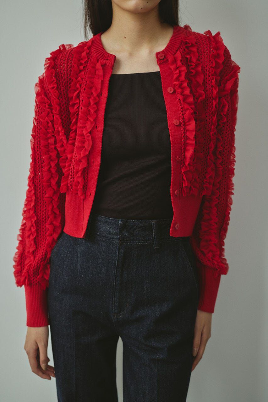 STYLEMIXER「チュールフリルニットカーデ」|カーディガン|