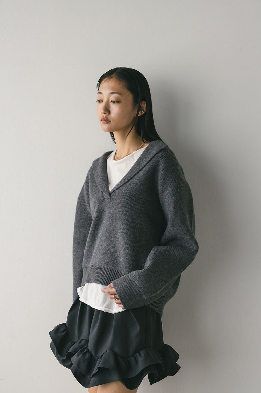 STYLEMIXER「テーラーカラーニットトップ」|ニット・セーター|GRY