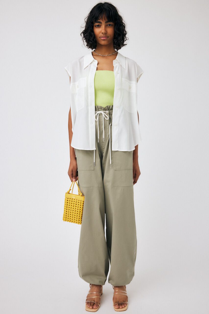 MOUSSY「BACK OPEN SHIRT ベスト」|ダウンベスト・ベスト|WHT