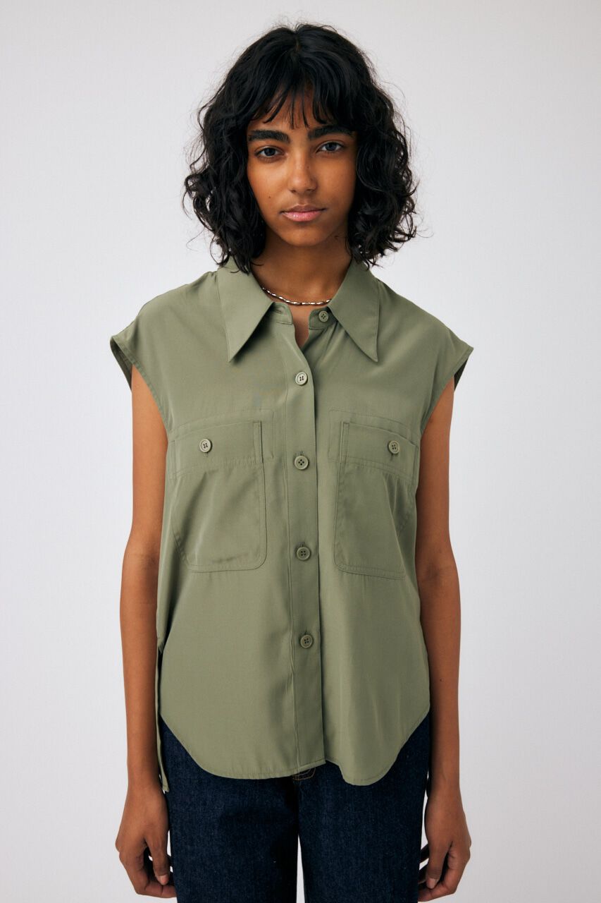 MOUSSY「BACK OPEN SHIRT ベスト」|ダウンベスト・ベスト|KHA