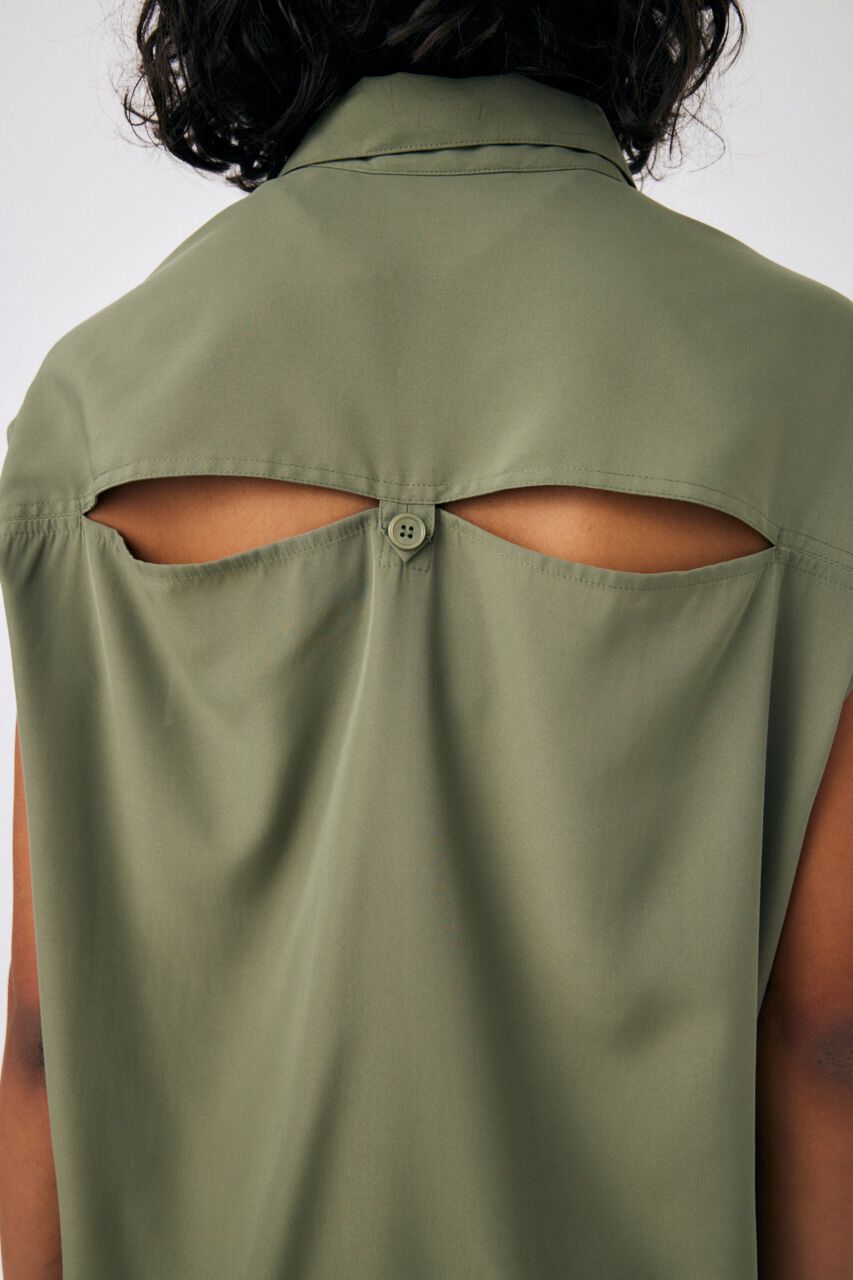 MOUSSY「BACK OPEN SHIRT ベスト」|ダウンベスト・ベスト|