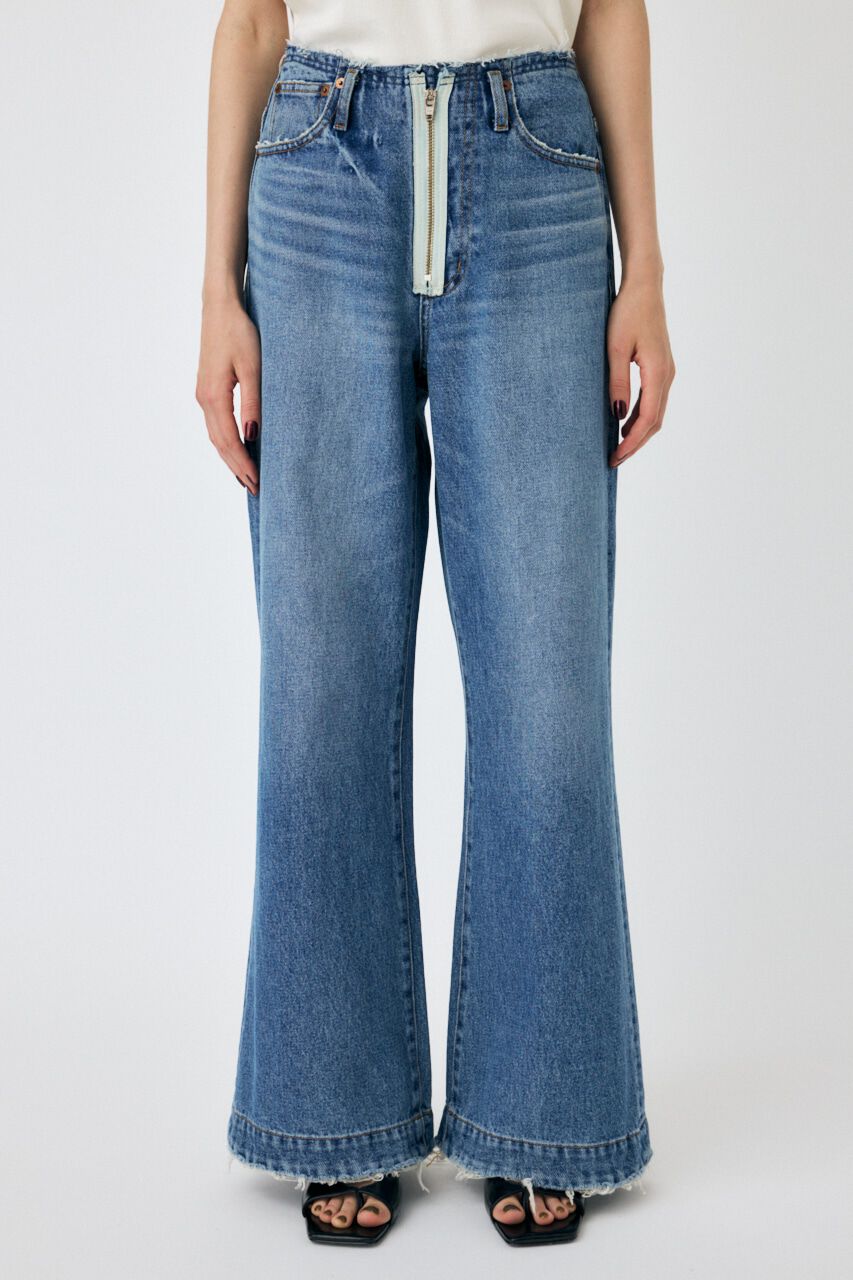 MOUSSY「ZIP DESIGN LOOSE FLARE」|デニム|