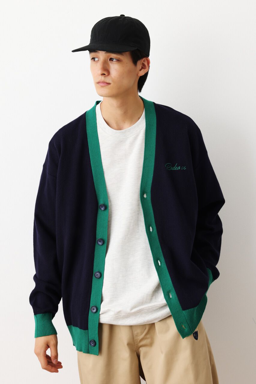 RODEO CROWNS「バイカラーニットカーディガン」|カーディガン|NVY