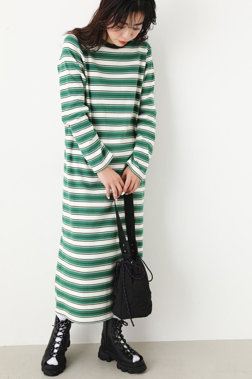 RODEO CROWNS「マルチボーダーリブワンピース」|ワンピース|柄GRN5