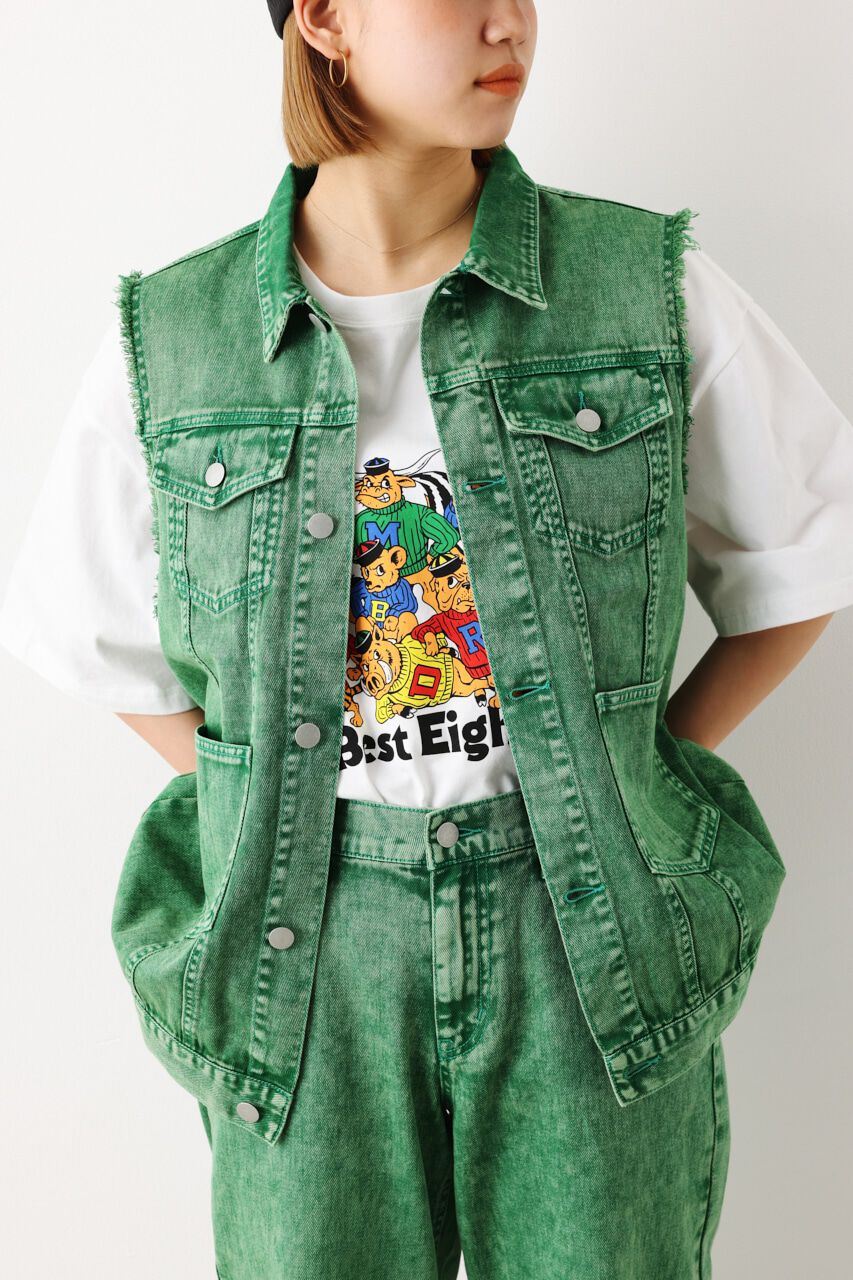 RODEO CROWNS「（WEB限定）カラーデニムベスト」|ダウンベスト・ベスト|GRN