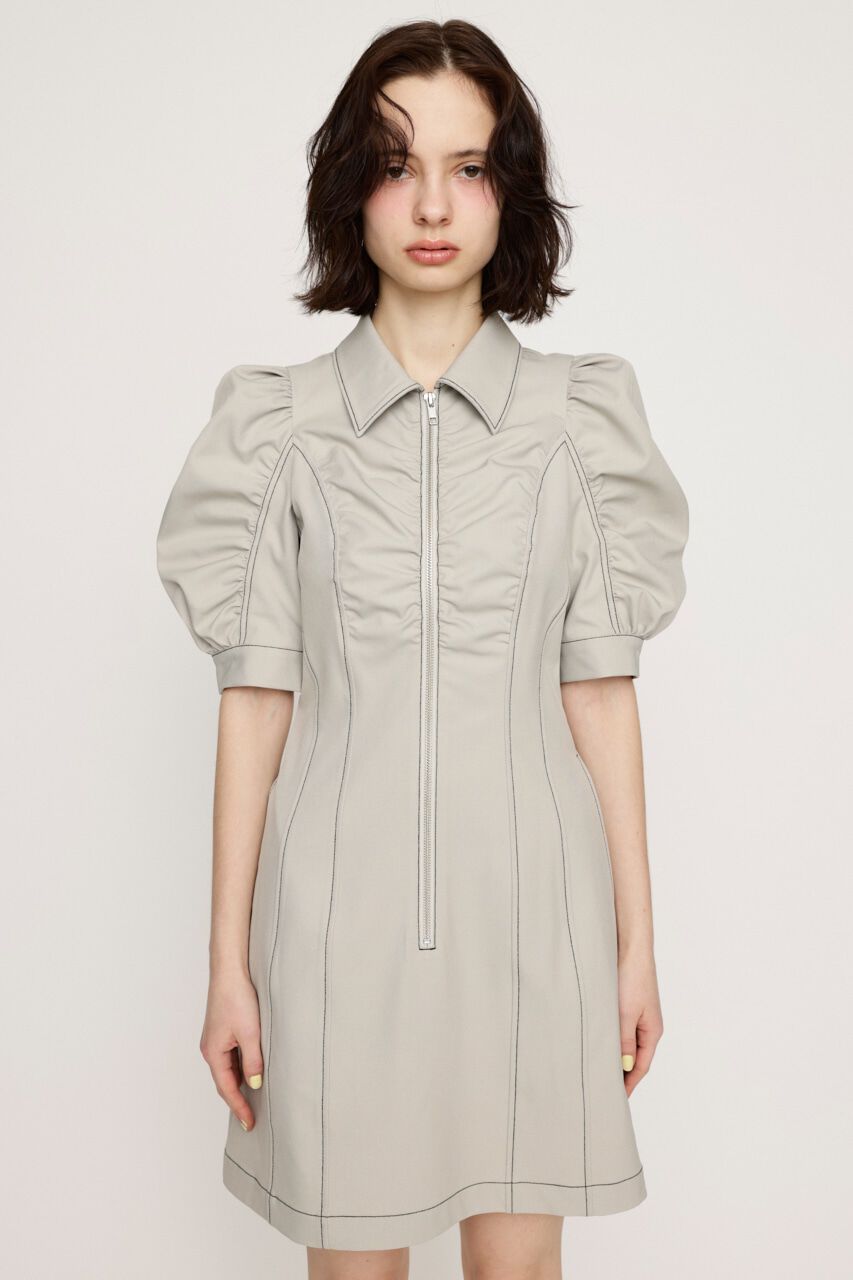 SLY「FRONT ZIP GATHER ショートワンピース」|ワンピース|