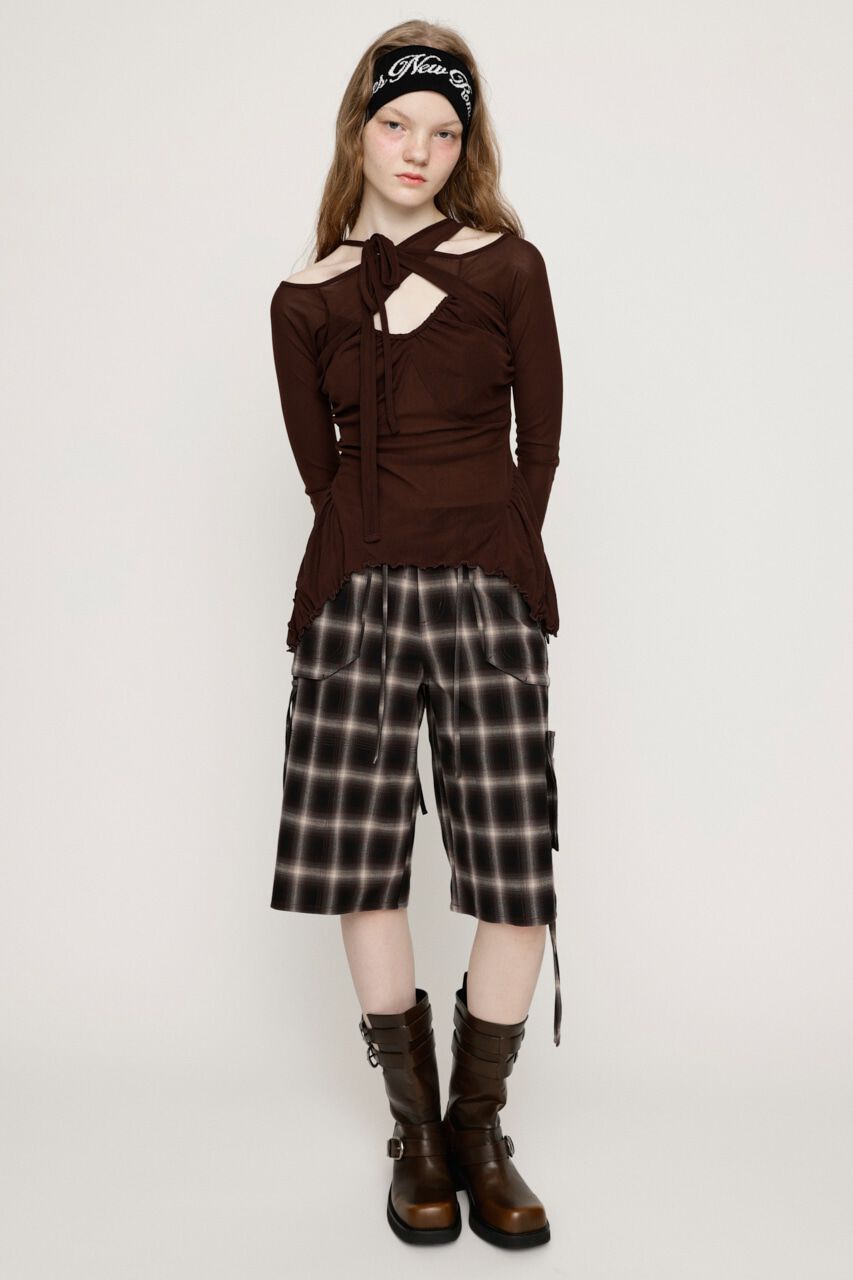 SLY「ASYMMETRY DESIGN MESH トップス」|Tシャツ・カットソー|