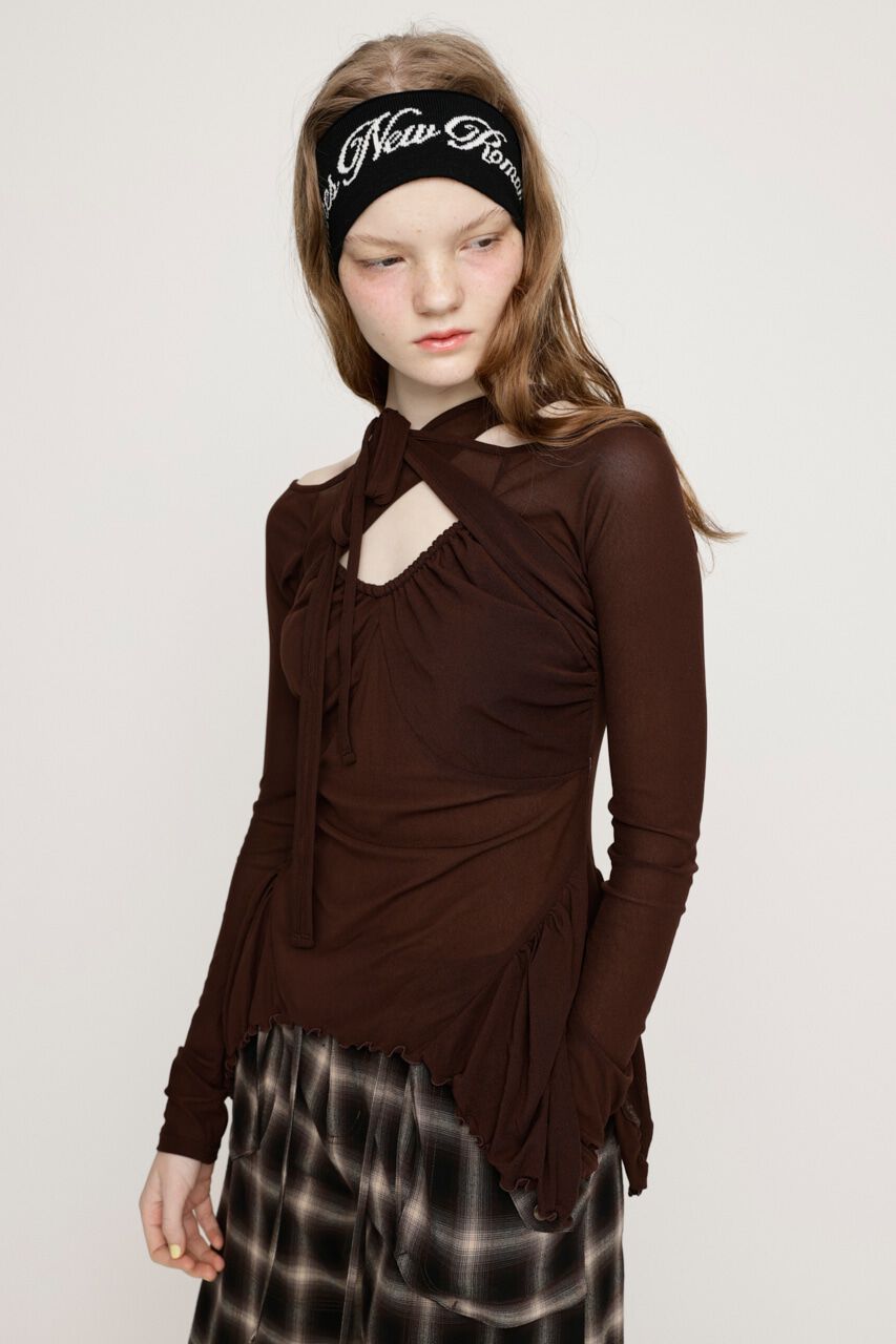 SLY「ASYMMETRY DESIGN MESH トップス」|Tシャツ・カットソー|