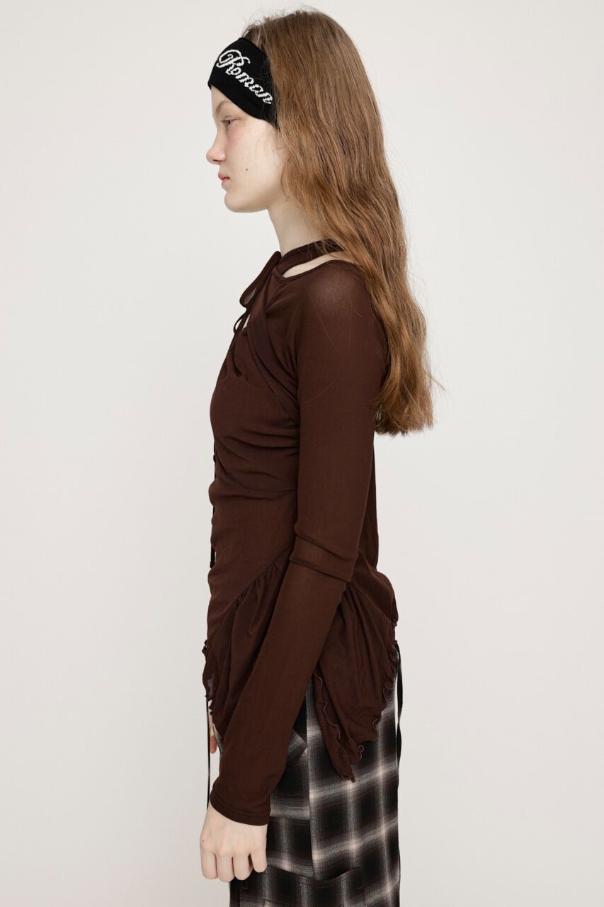 SLY「ASYMMETRY DESIGN MESH トップス」|Tシャツ・カットソー|