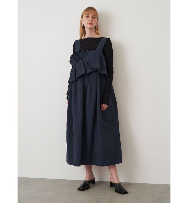 ELENDEEK「FRILL DRAPE COCOON OP」|ワンピース|ネイビー