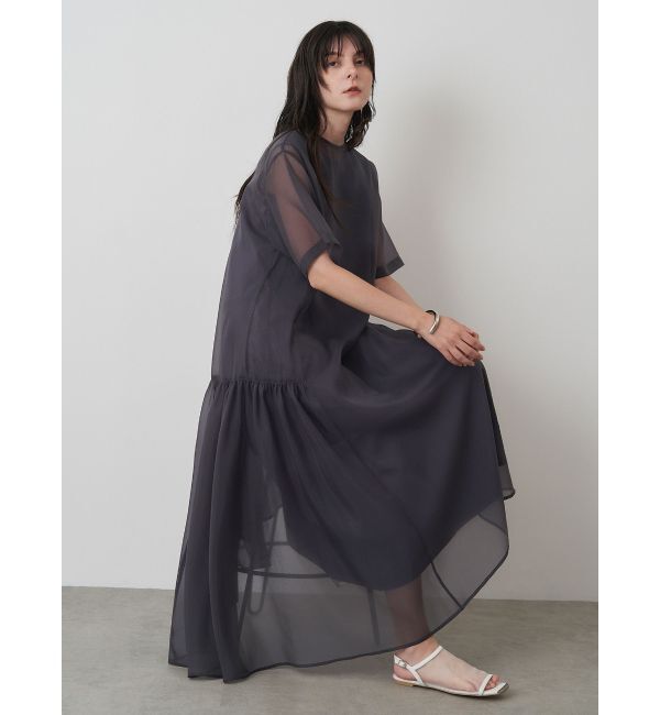 ELENDEEK「SHEER LAYERED CUT OP」|ワンピース|ネイビー