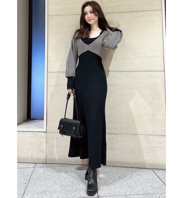 RESEXXY「ハウンドトゥースニットワンピース」|ワンピース|