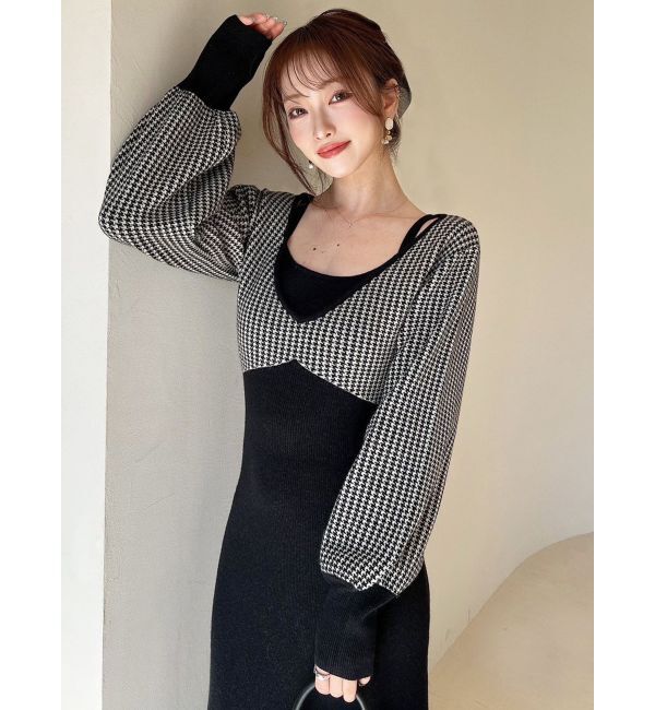 RESEXXY「ハウンドトゥースニットワンピース」|ワンピース|
