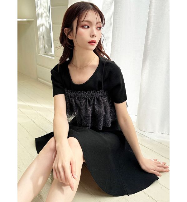 RESEXXY「ラメチュールキャミセットニットトップス【セットアップ着用可能】」|ニット・セーター|