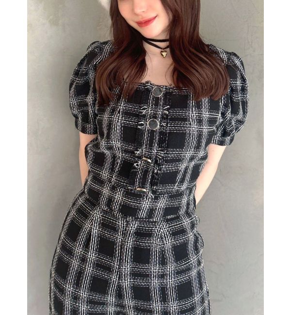 RESEXXY「ツイードコンパクトブラウス【セットアップ着用可能】」|シャツ・ブラウス|ブラック