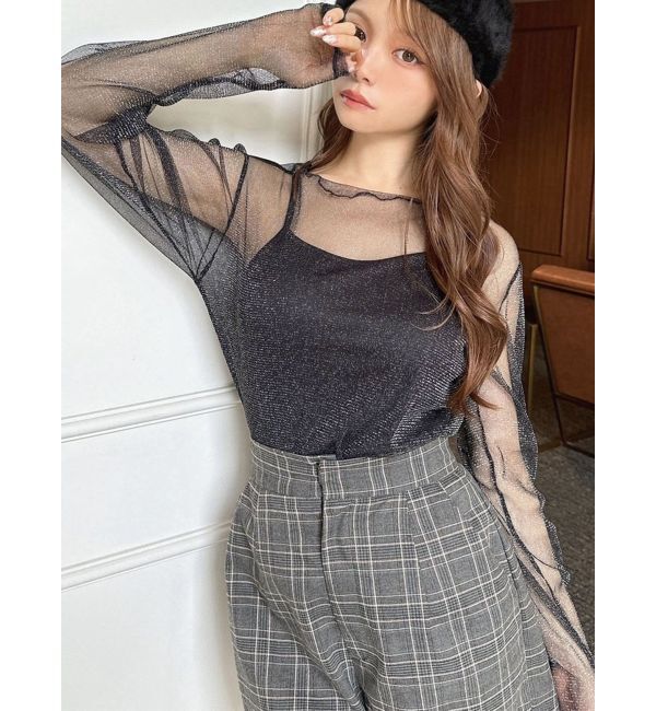 RESEXXY「グリッターシアートップス」|Tシャツ・カットソー|ブラック