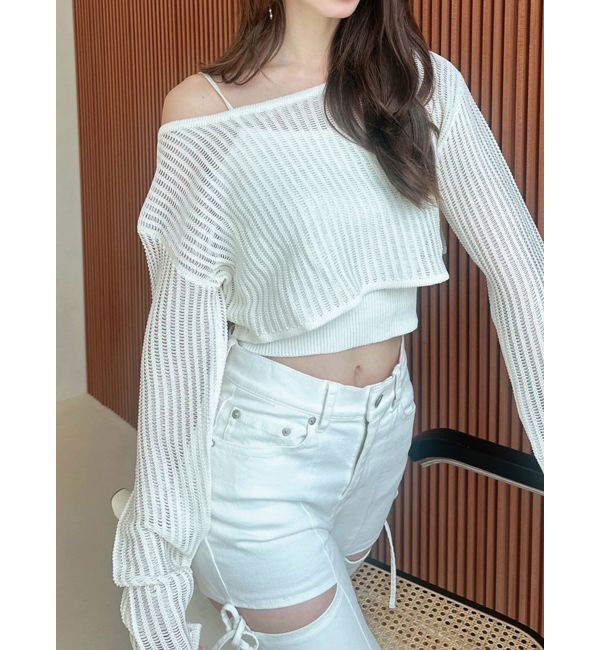 RESEXXY「メッシュニットトップス」|ニット・セーター|ホワイト