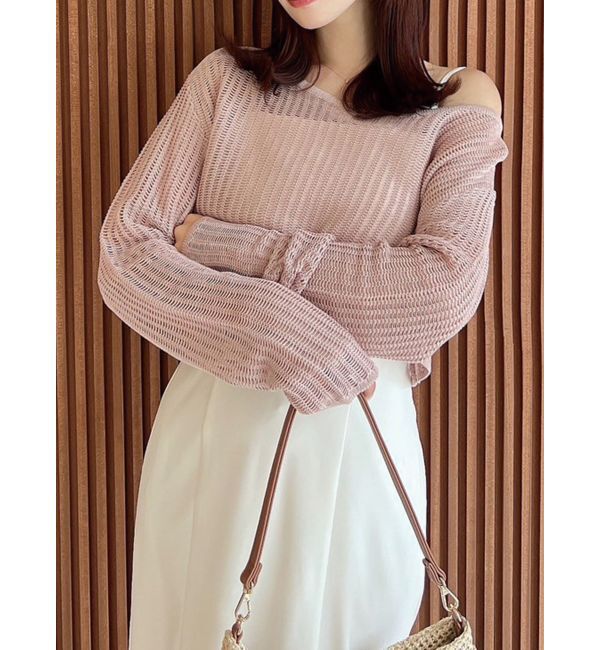 RESEXXY「メッシュニットトップス」|ニット・セーター|ピンク