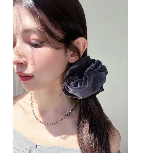 RESEXXY「ベロアビックシュシュ」|ヘアゴム・シュシュ|グレー