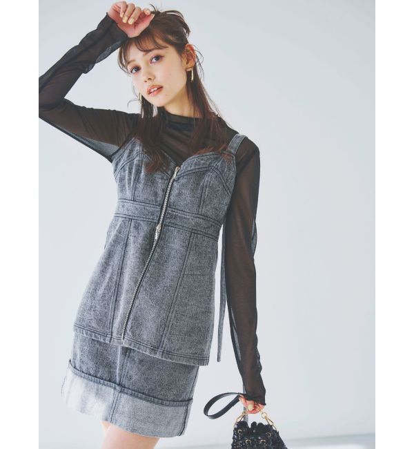 dazzlin「フロントジップデニムキャミトップス」|タンクトップ|