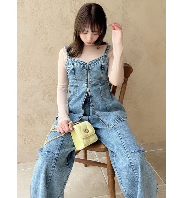 dazzlin「フロントジップデニムキャミトップス」|タンクトップ|