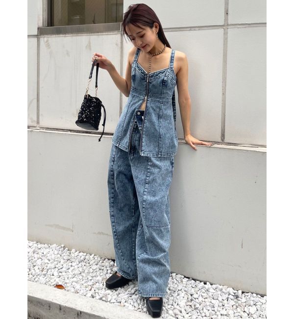 dazzlin「フロントジップデニムキャミトップス」|タンクトップ|