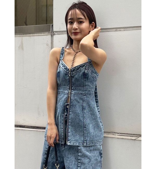 dazzlin「フロントジップデニムキャミトップス」|タンクトップ|