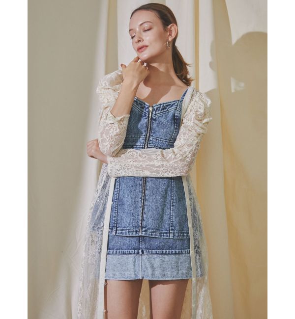 dazzlin「フロントジップデニムキャミトップス」|タンクトップ|